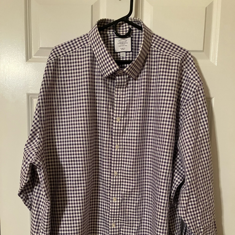 Charles Tyrwhitt gingham dress shirt big 20/37